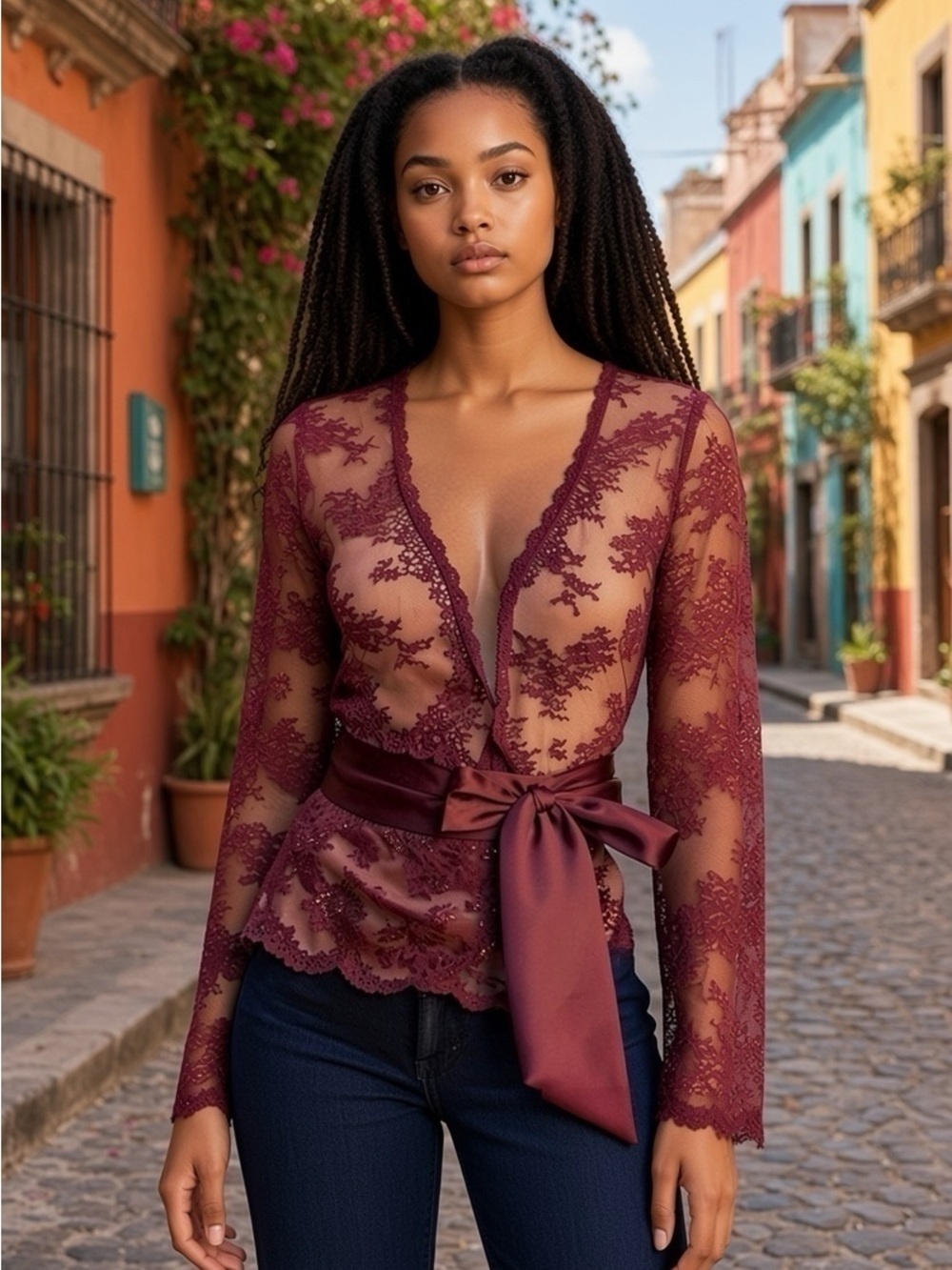 Victoria’s Secret 𝐕𝐈𝐍𝐓𝐀𝐆𝐄 𝐒𝐇𝐄𝐄𝐑 𝐁𝐔𝐑𝐆𝐔𝐍𝐃𝐘 𝐅𝐋𝐎𝐑𝐀𝐋 𝐋𝐀𝐂𝐄 𝐖𝐑𝐀𝐏 𝐁𝐋𝐎𝐔𝐒𝐄 ✨